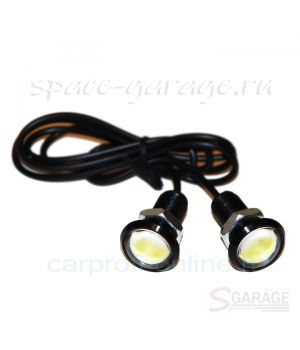 Точечные светодиодные огни CarProfi DRL CP-T1, Eagle Eyes, 3W HP, чёрный корпус (18-23 мм) к-т 2 шт.