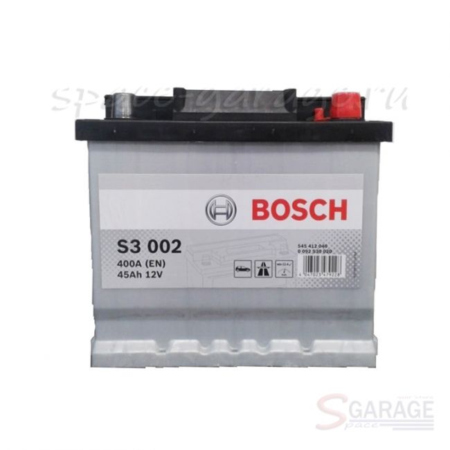 Аккумулятор Bosch S3 45 А/ч 400 А 12V обратная полярность, стандартные клеммы (0092S30020) | параметры
