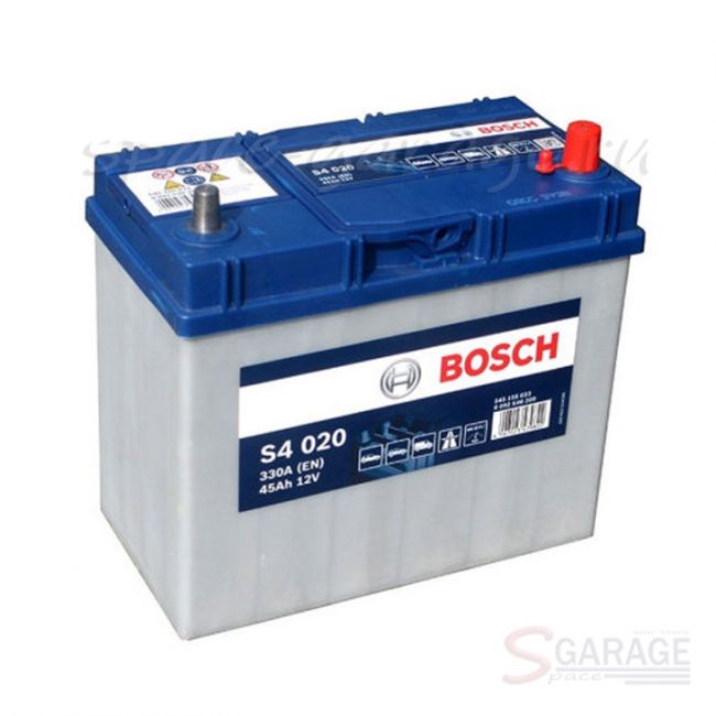 Аккумулятор Bosch Silver JIS 45 А/ч 330 А 12V обратная полярность, тонкие выносные клеммы (0092S40200) | параметры