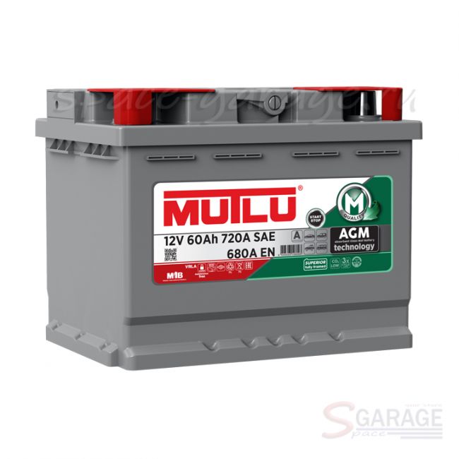 Аккумулятор Mutlu Start-Stop Plus 60 А/ч 680 А 12V обратная полярность, стандартные клеммы (AGML260068A) | параметры