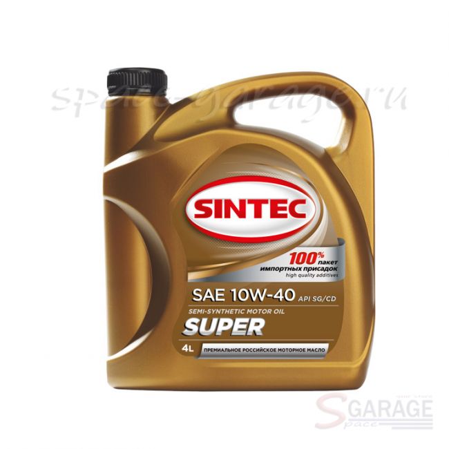 Масло моторное Sintec SUPER 10W-40 API CD, SG полусинтетика 4 л (801894) | параметры