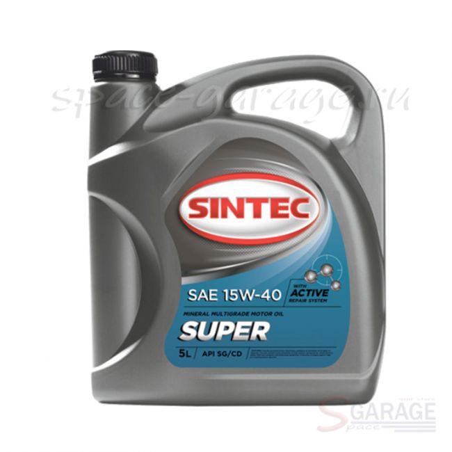 Масло моторное Sintec SUPER 15W-40 API CD, SG минеральное 5 л (900315) | параметры