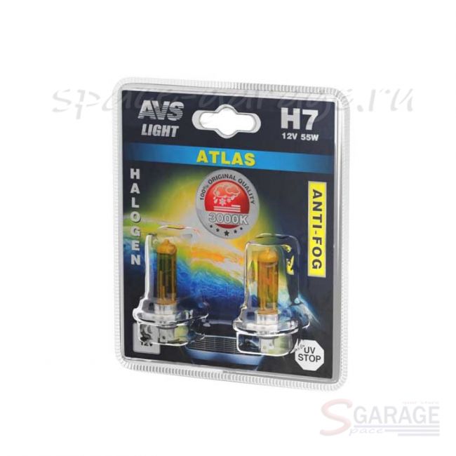Лампа галогенная AVS ATLAS ANTI-FOG / желтый H7,12V.55W блистер, 2 шт. (A78626S) | параметры