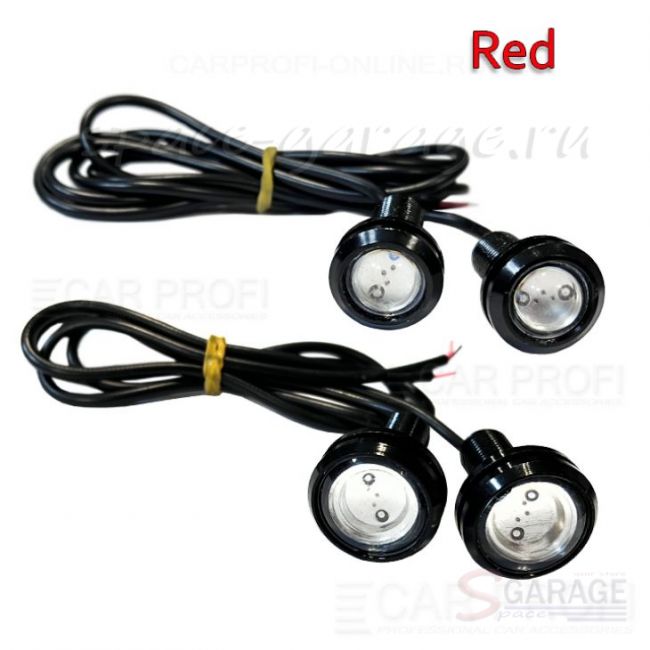 Точечные DRL CarProfi CP-T1 Red, светодиодные огни Eagle Eyes, 3W HP, чёрный корпус (18-23 мм) к-т 2 шт. | параметры