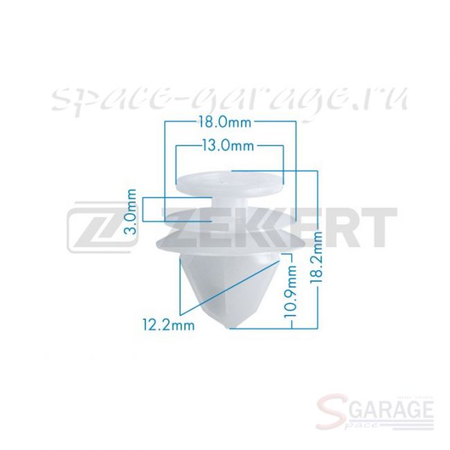 Клипса крепёжная Zekkert для Citroen, Peugeot, Renault (XZK-BE-3063) | параметры